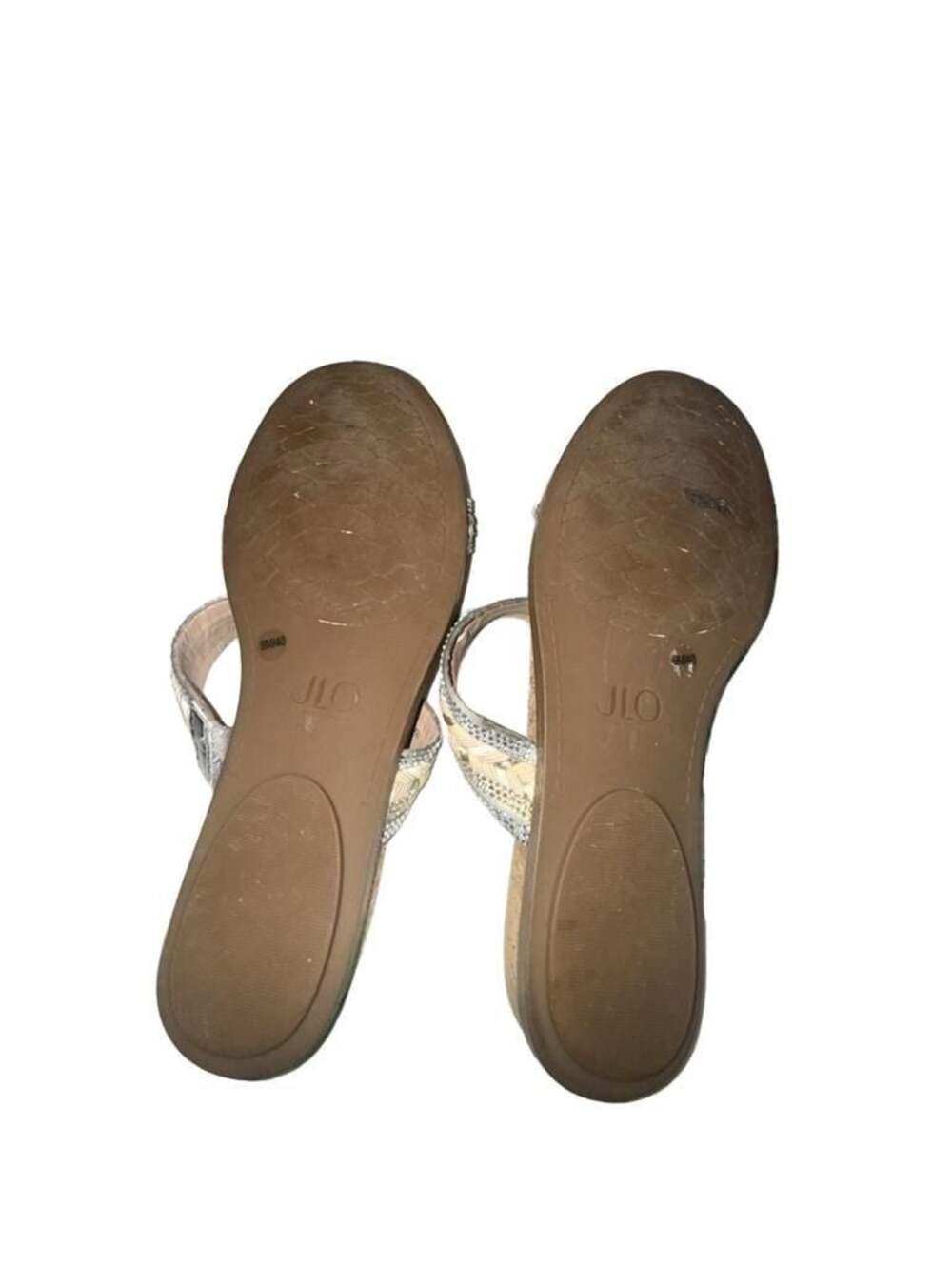 JLo Jennifer Lopez Women's Rhinestone and Woven Cork Slide Sandals Size 9M - Picture 5 of 5